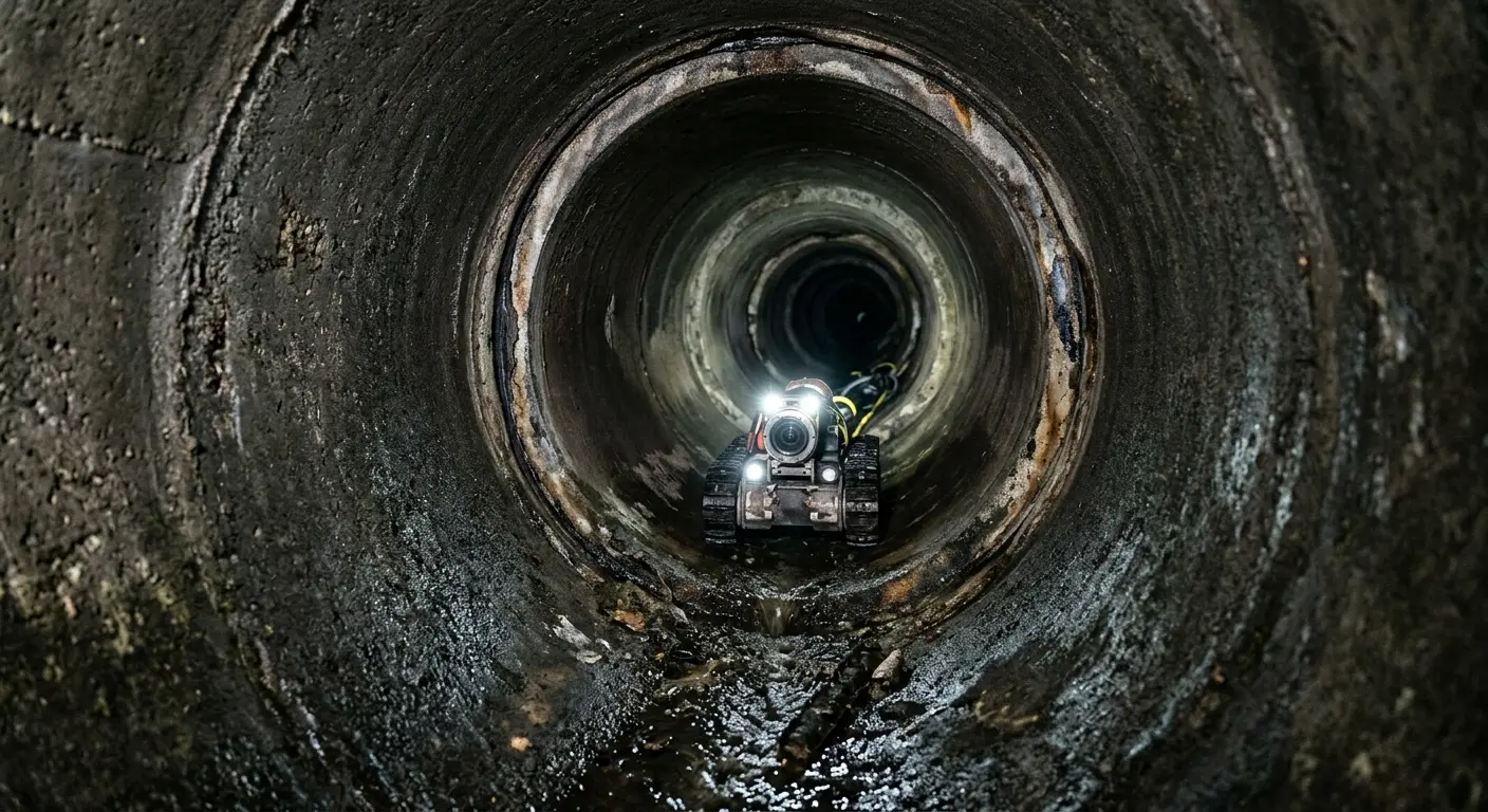 Robotic sewer camera inspecting pipe interior for Drain Snake Service in Noblesville